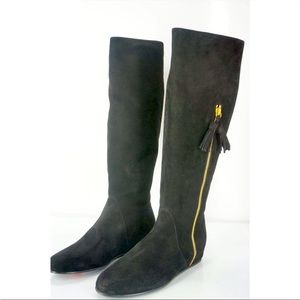 Stuart Weitzman Tass Black Suede Wedge Boot size 5.5. NEW never worn!